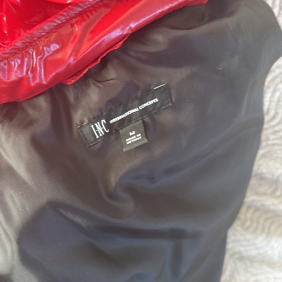 INC men's M medium "Chili Red" double 2x zip oversized shiny padded puffer coat - Picture 7 of 9